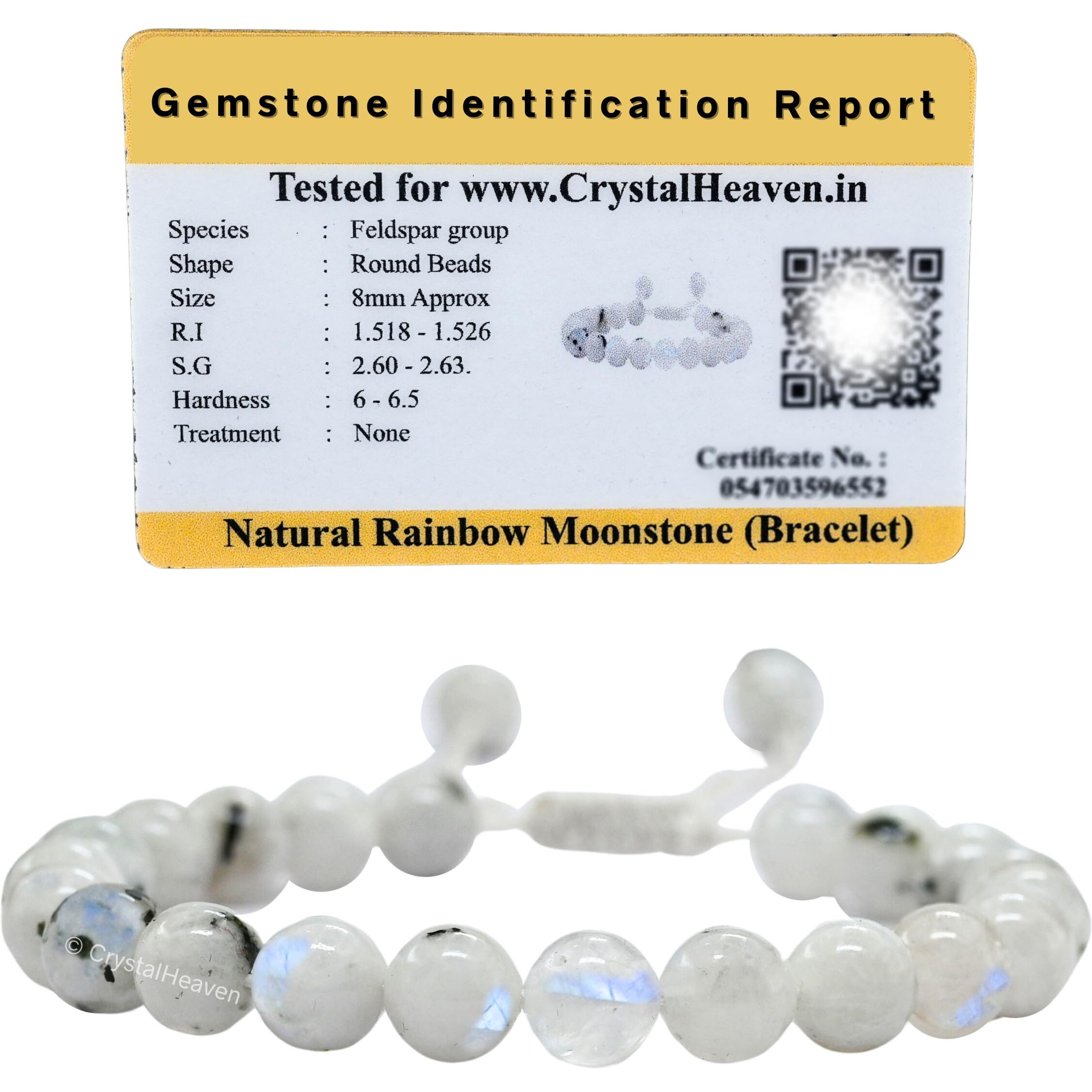 Certified Natural Healing Rainbow Moonstone Crystal Bracelet for Women Men - AAA Grade Original Healing Gemstone Adjustable Bracelet for Yoga Reiki Meditation Feng Shui