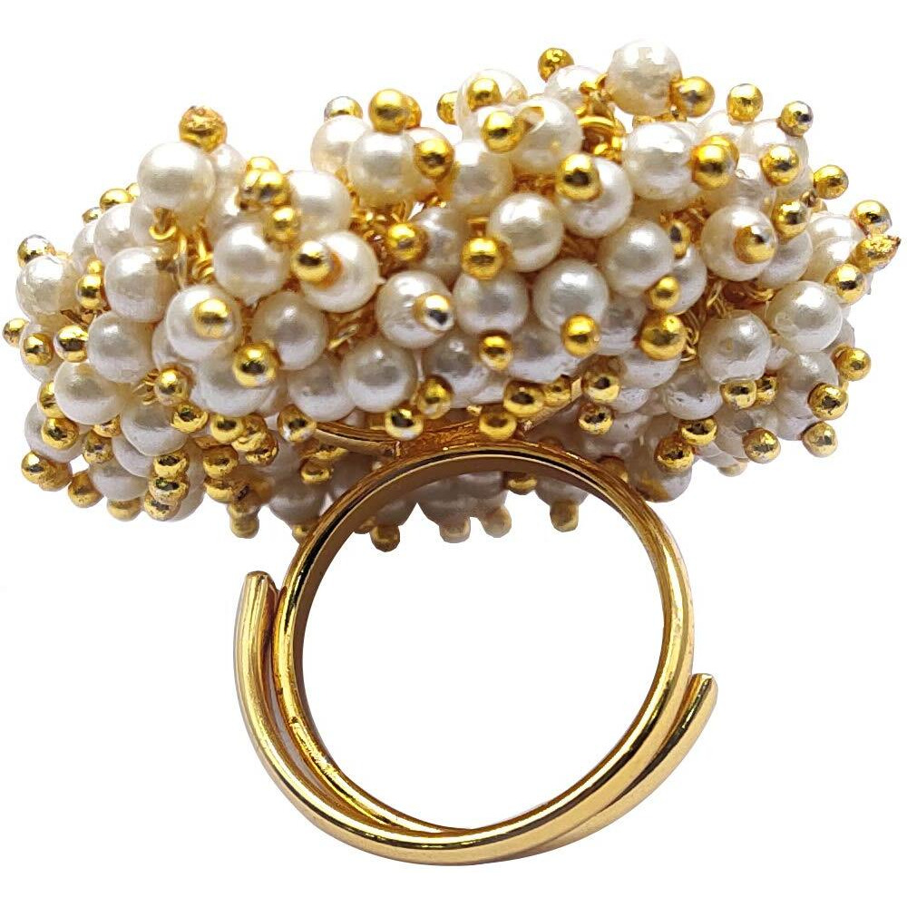 YouBella Jewellery Gold Plated Pearl Studded Ring for Women and Girls