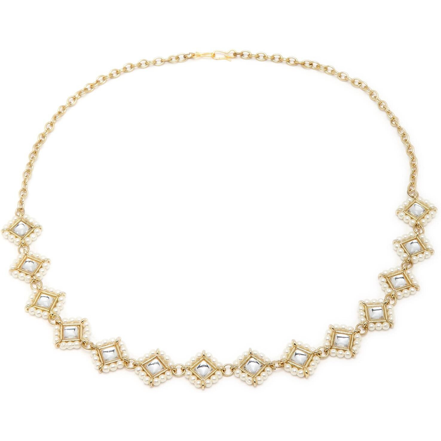 Karatcart Gold Plated Pearl Beaded Kundan Hairband for Women