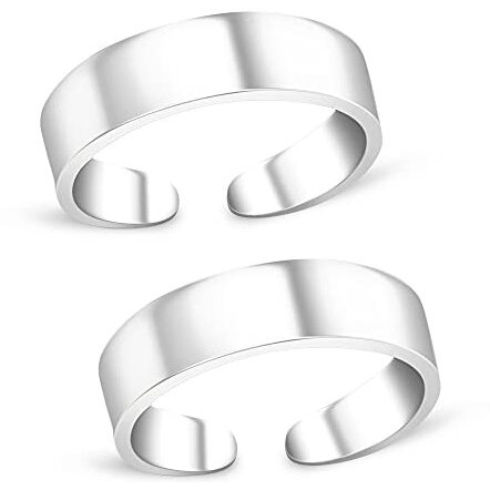 Silver Chest 925 Sterling Silver Elegant Plain Toe Ring Band Pair For Women - Set Of 2 Bichiya