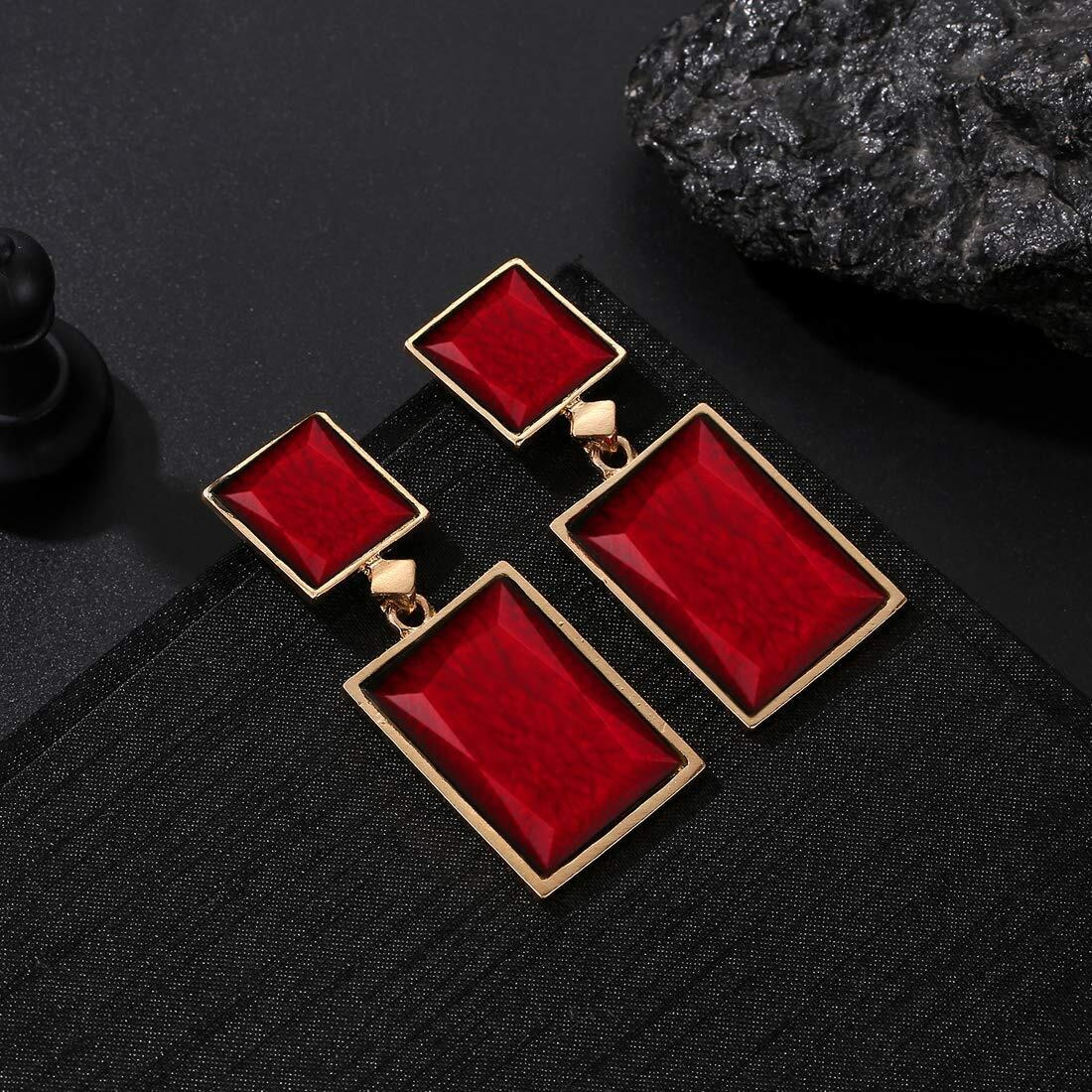 YouBella Jewellery Earings for women Crystal Handmade Earrings for Girls and Women (Red)