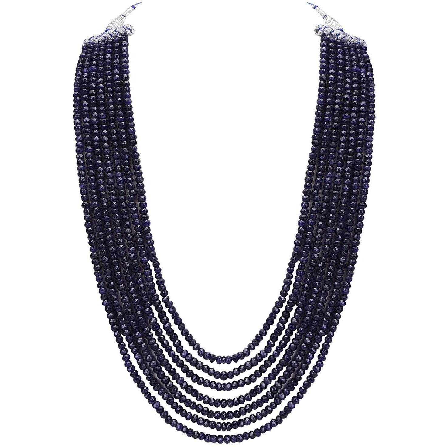 Ratnavali Jewels Seven Layer Real Sapphire Blue Onyx Stone Beads Necklace for Women and Girls RV2223B-7