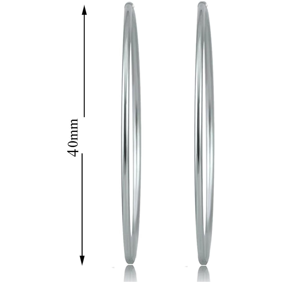 SIVYAA Pure 925 Sterling Silver Plain Round Hoop Bali Earrings for Women Men Boys & Girls, Diameter 40mm Medium