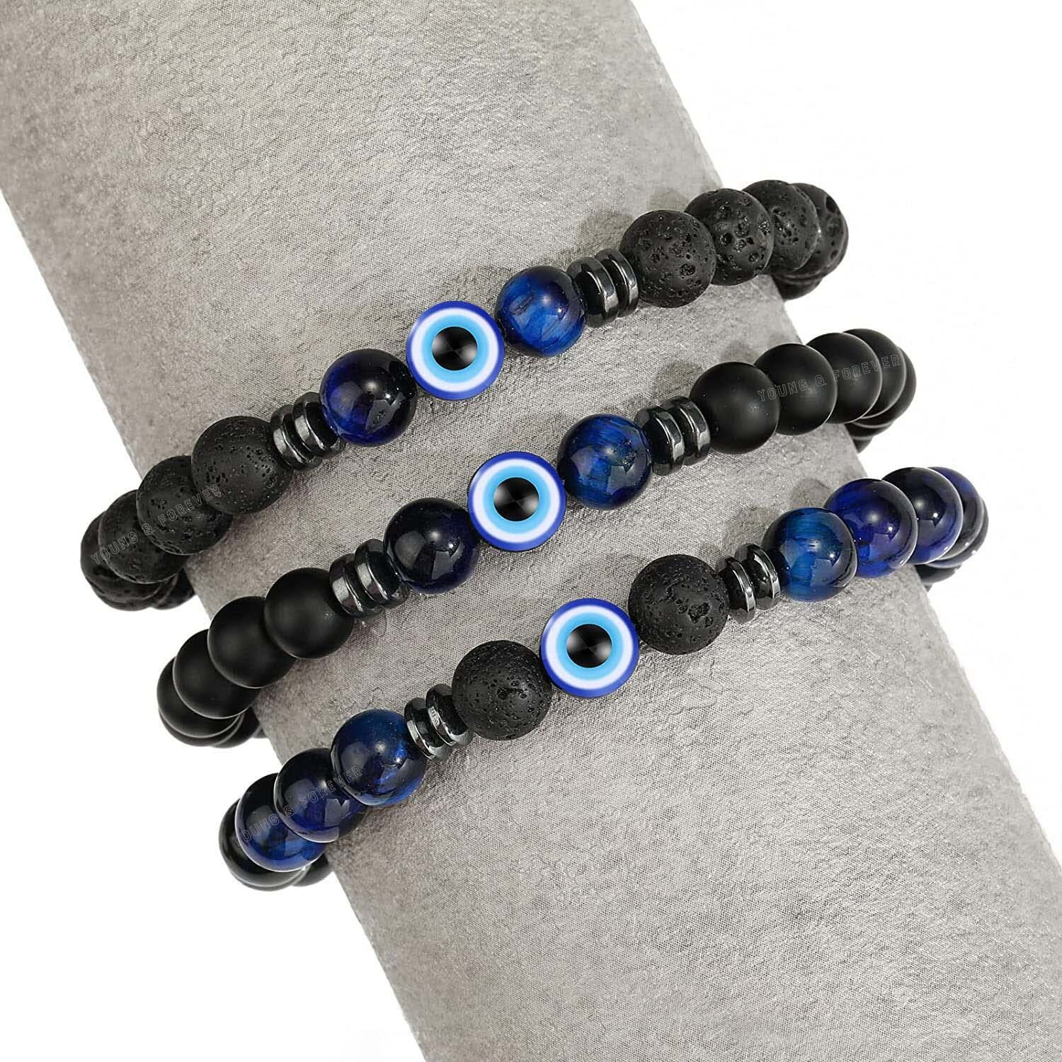 Young & Forever Gift Blue Tiger Eye Evil Eye Bracelet for Women