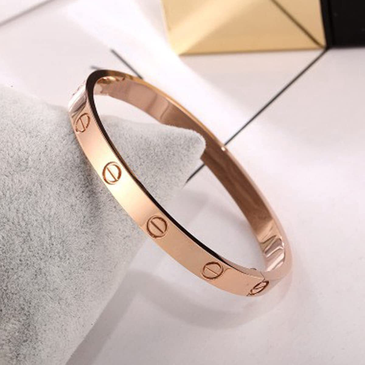 Jewels Galaxy Jewellery For Women Contemporary Rose Gold Plated Love Bracelet (MYN-BNG-17180)