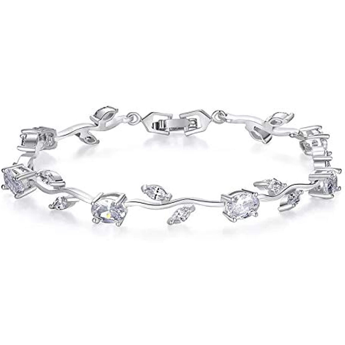 Shining Diva Fashion Crystal Bracelet for Women and Girls (Silver) (rrsd9961b)