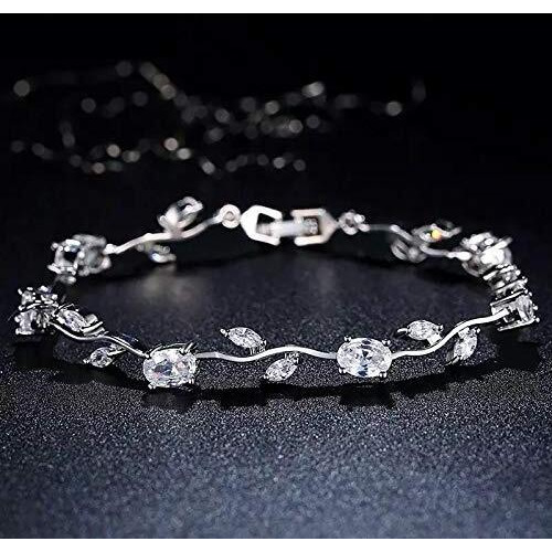Shining Diva Fashion Crystal Bracelet for Women and Girls (Silver) (rrsd9961b)