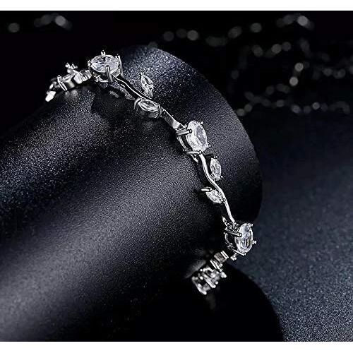 Shining Diva Fashion Crystal Bracelet for Women and Girls (Silver) (rrsd9961b)