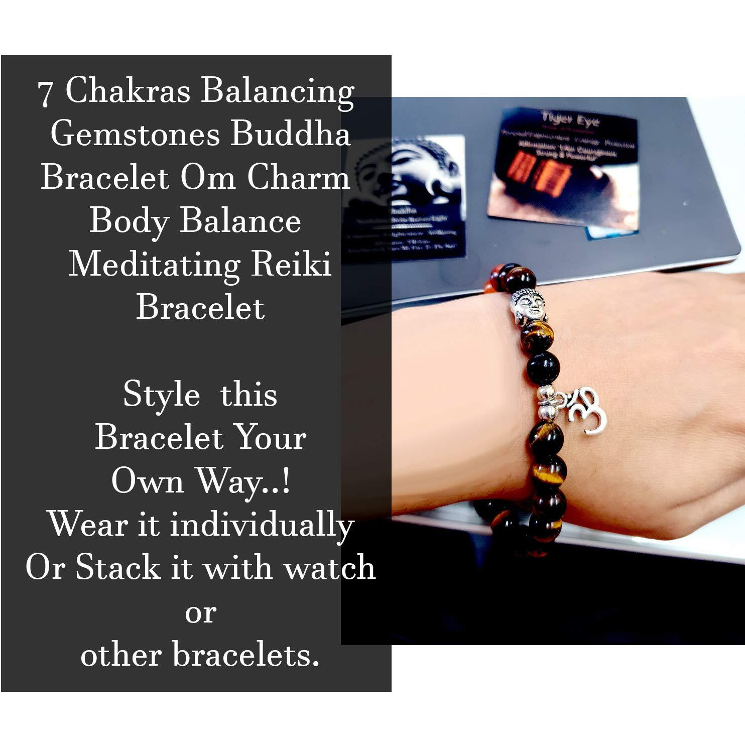 Young & Forever Gift Lava Stone 7 Chakra Hamsa Hand Evil Eye Healing Yoga Beads Strand Bracelet for Women and Men