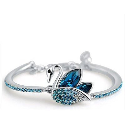 Shining Diva Fashion Platinum Plated Blue Crystal Stylish Bangle Bracelet for Girls and Women (Blue) (r7897b)