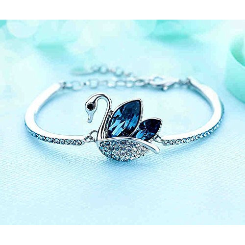 Shining Diva Fashion Platinum Plated Blue Crystal Stylish Bangle Bracelet for Girls and Women (Blue) (r7897b)
