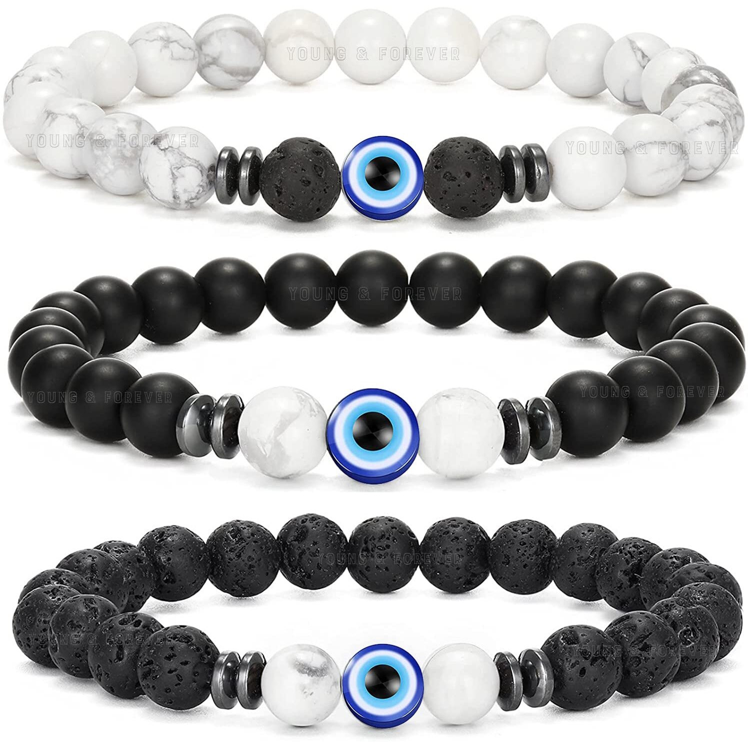 Young & Forever Gift Evil Eye Howlite Bracelet for Women