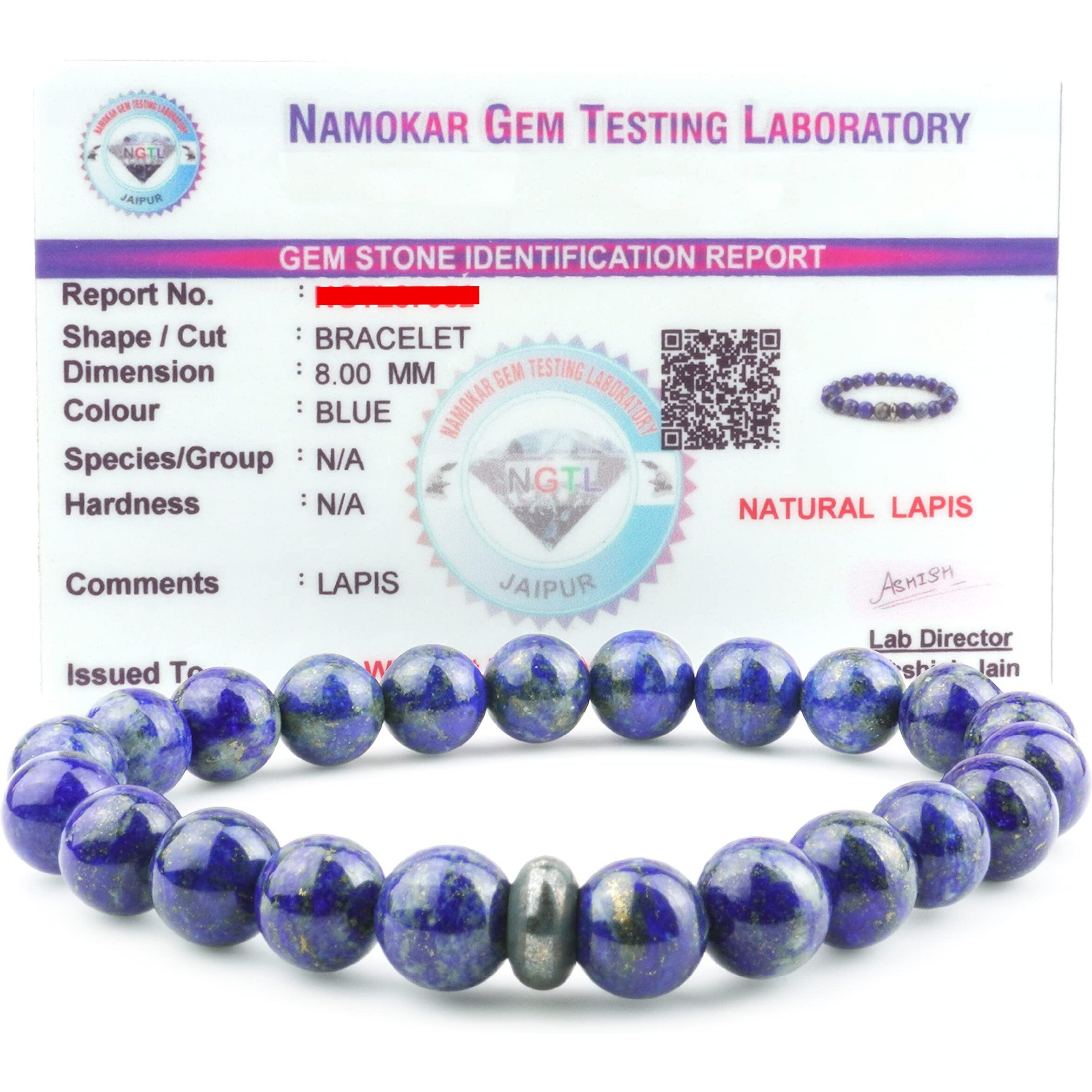 REMEDYWALA Charged Energized Certified Lapis Lazuli Bracelet For Reiki, Balance Chakra, Positive Energy, Healing | Lapis Lazuli Stone Bracelet for Men and Women