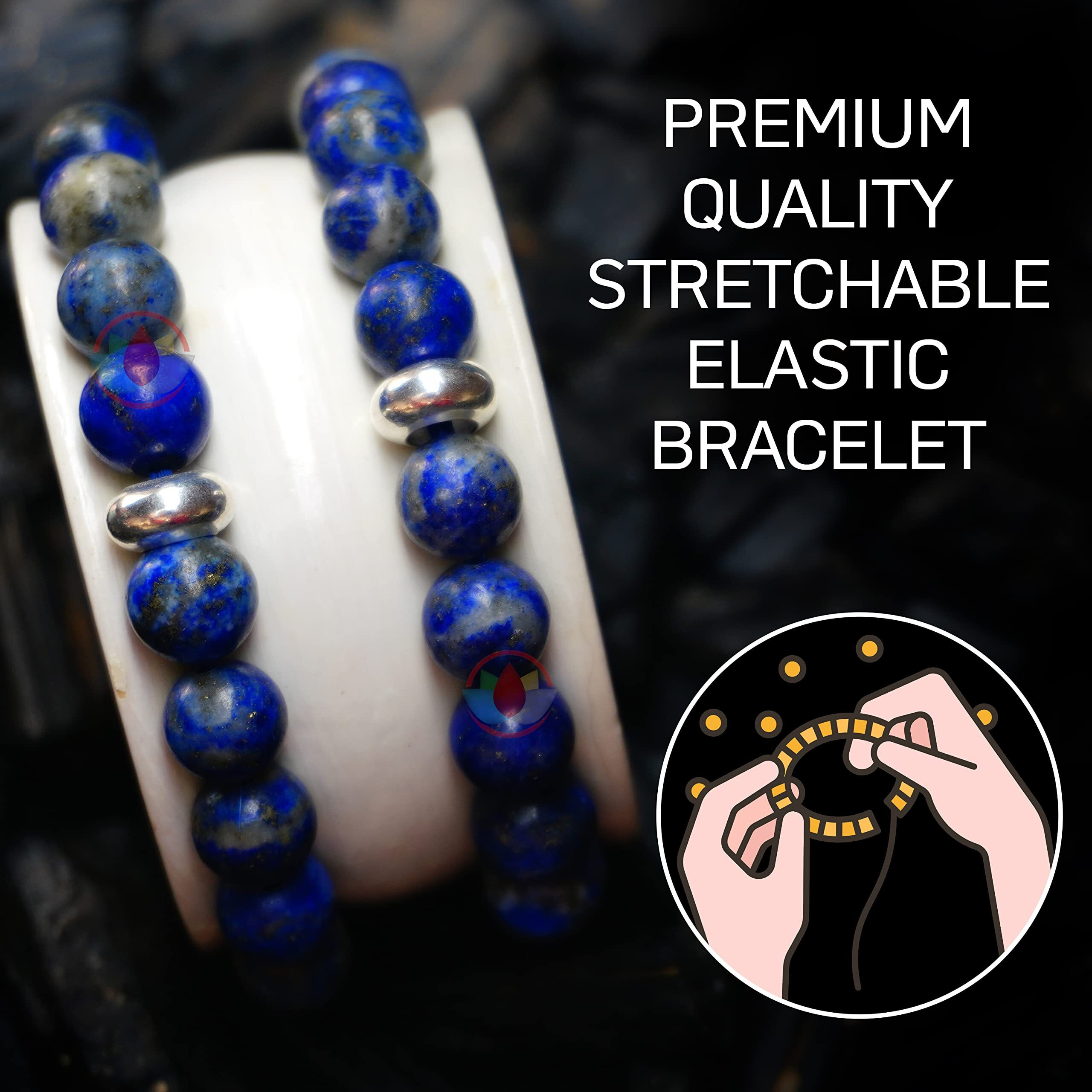REMEDYWALA Charged Energized Certified Lapis Lazuli Bracelet For Reiki, Balance Chakra, Positive Energy, Healing | Lapis Lazuli Stone Bracelet for Men and Women