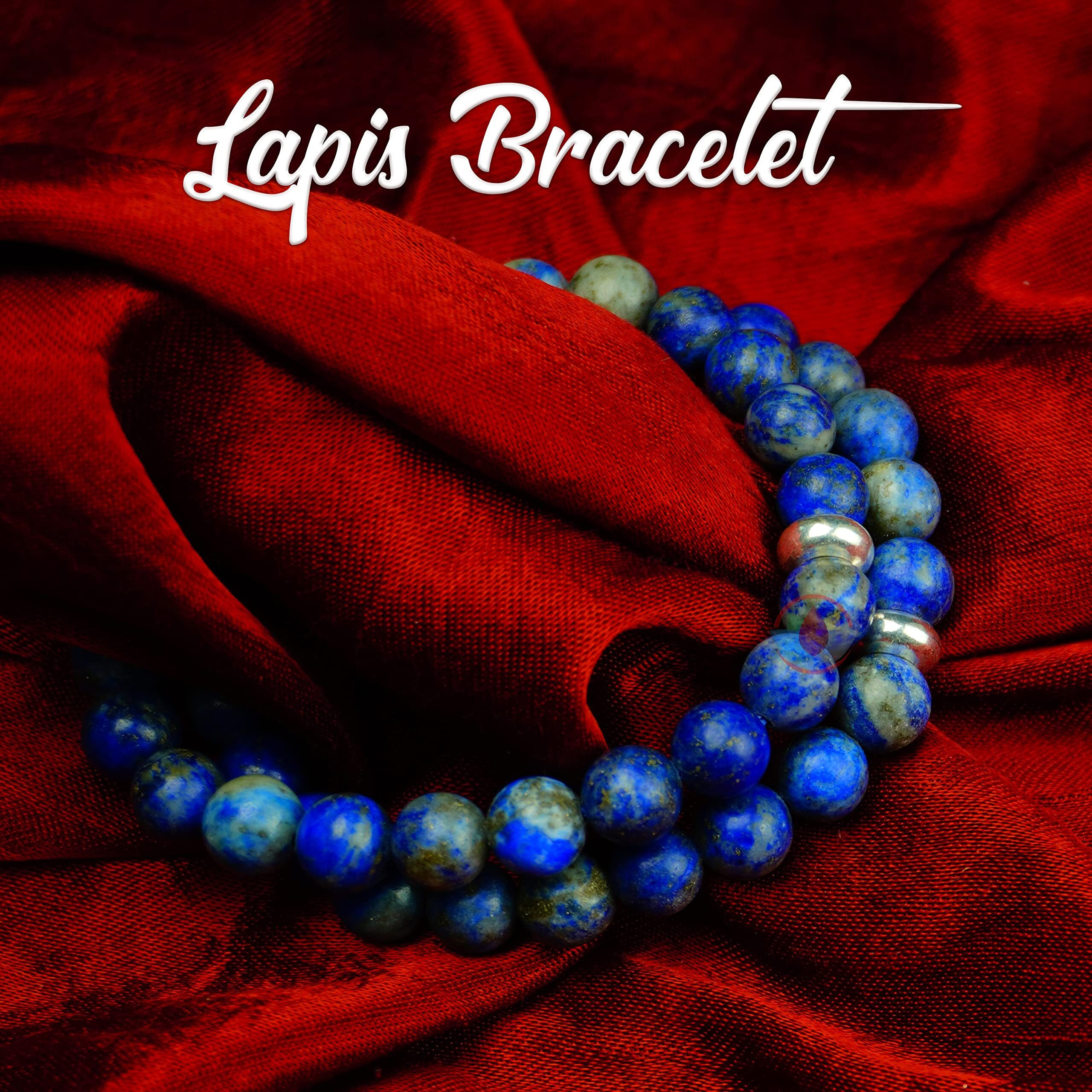 REMEDYWALA Charged Energized Certified Lapis Lazuli Bracelet For Reiki, Balance Chakra, Positive Energy, Healing | Lapis Lazuli Stone Bracelet for Men and Women