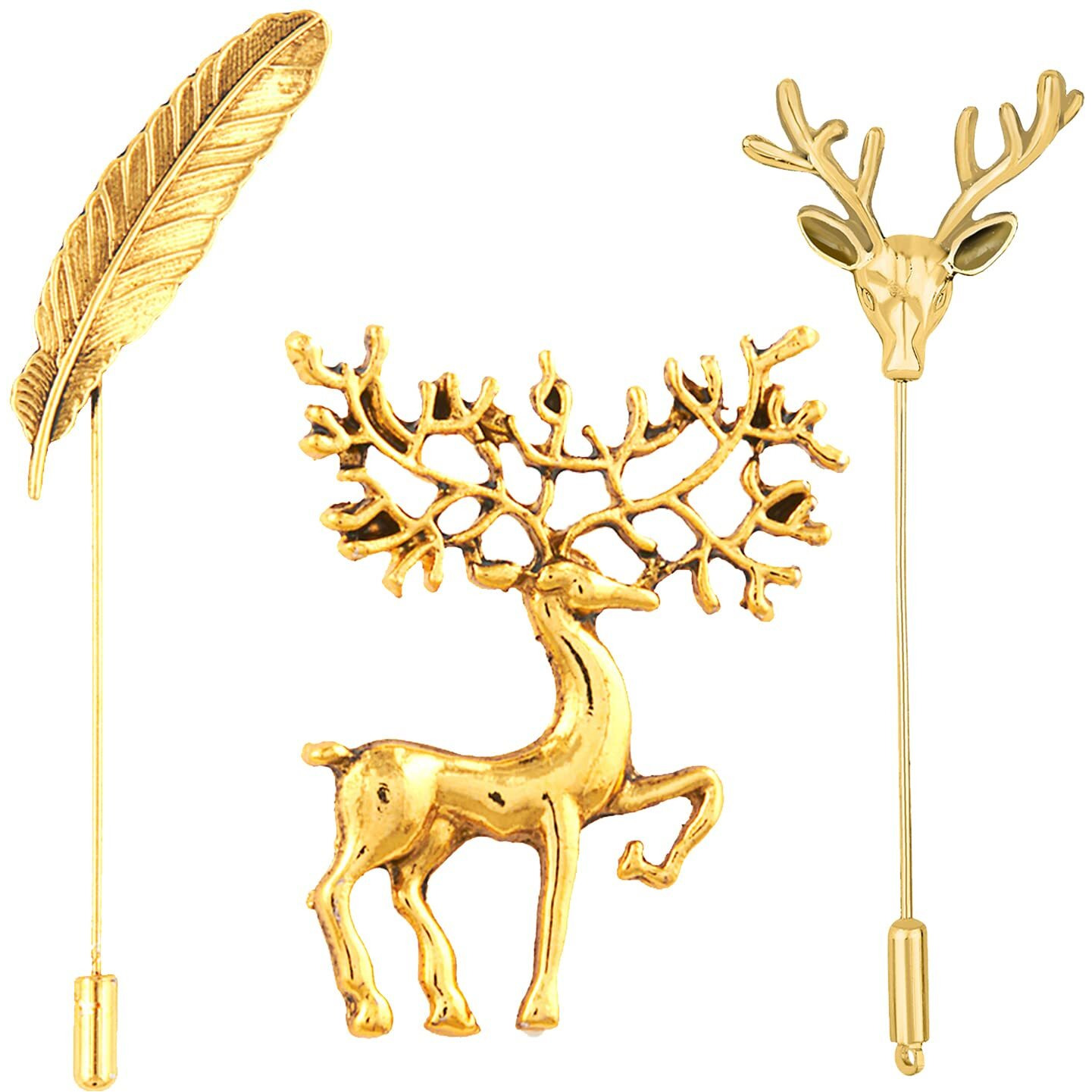 Mahi Valantine Gift Combo of Gold Plated Shirt Stud/Brooch Lapel Pin for Men and Women CO1104868G