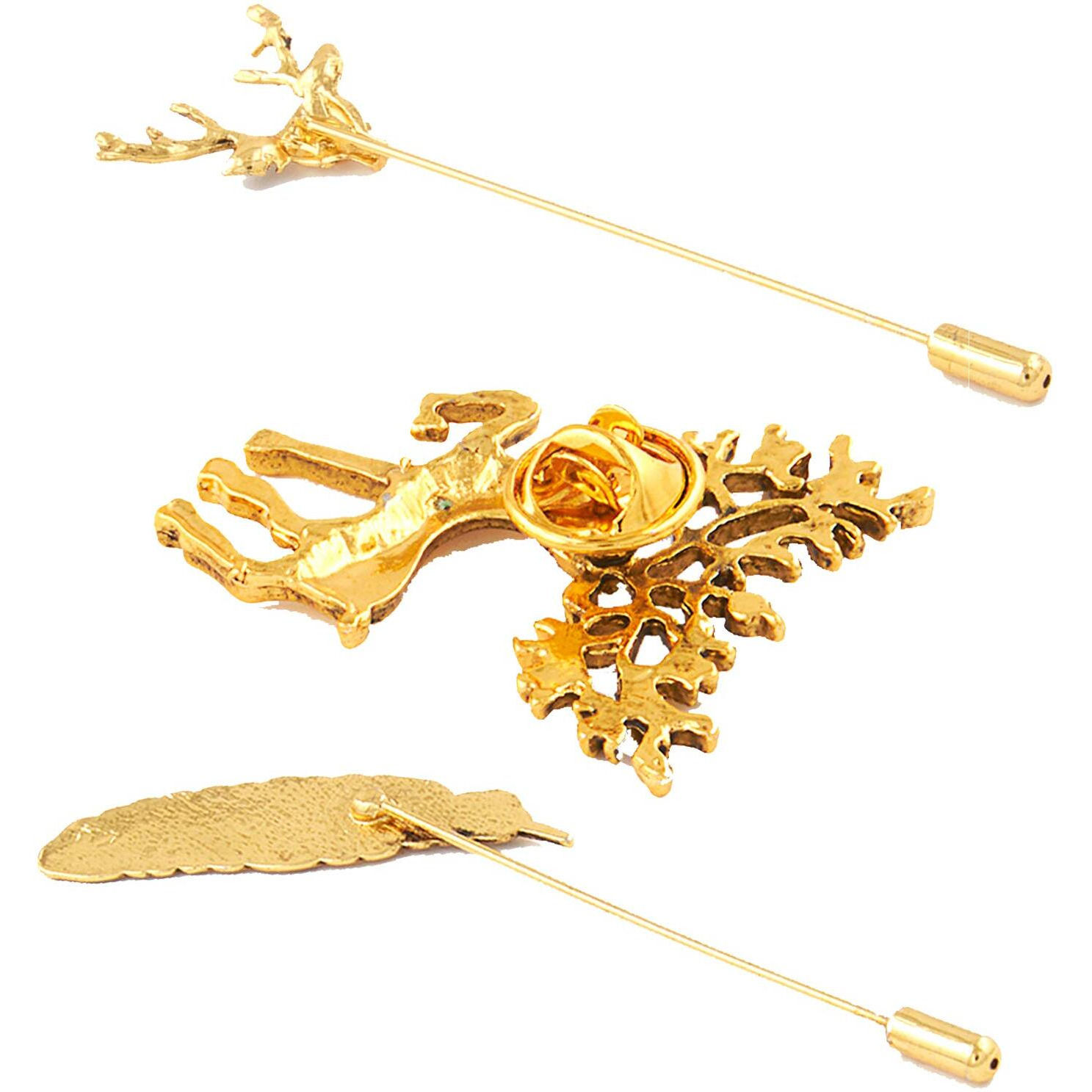 Mahi Valantine Gift Combo of Gold Plated Shirt Stud/Brooch Lapel Pin for Men and Women CO1104868G