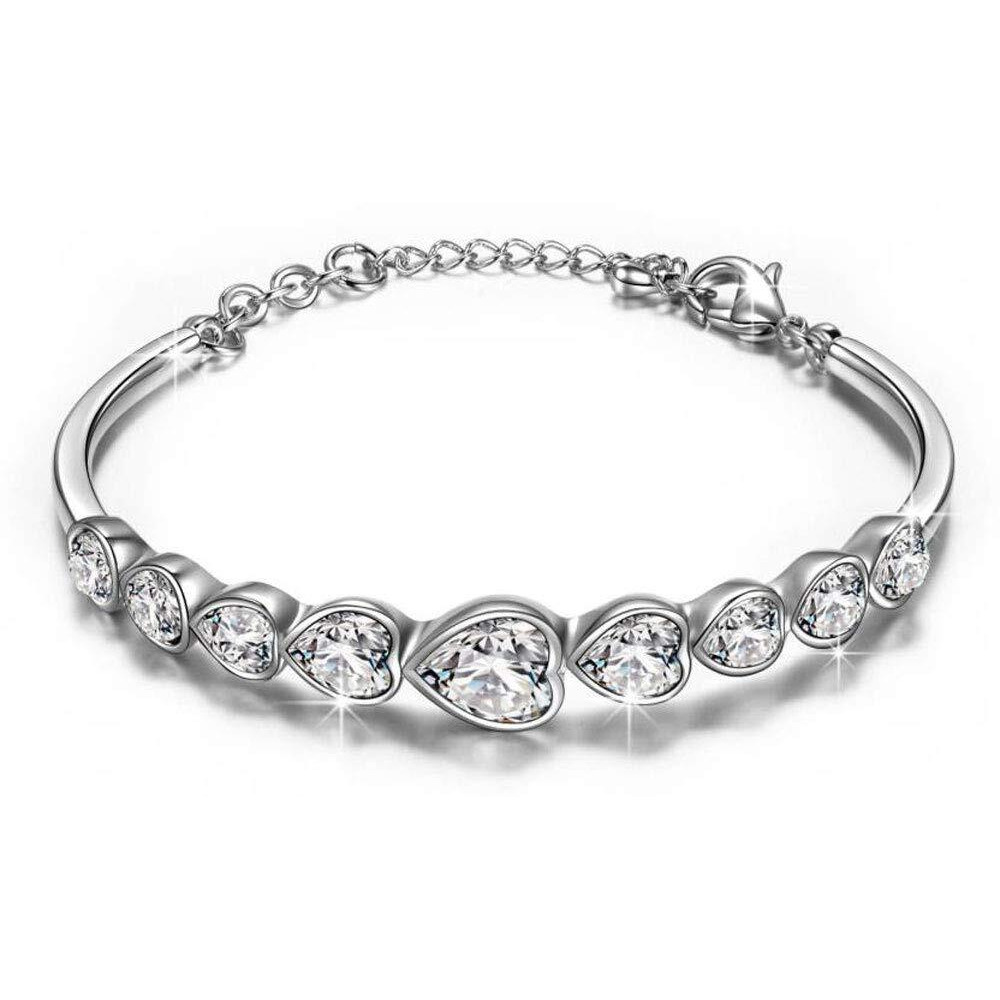 Shining Diva Fashion Stylish Crystal White Platinum Silver Plated Platinum Plated Charm Bracelet for Women (rrsd8338b)