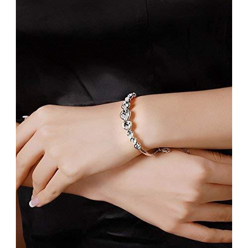 Shining Diva Fashion Stylish Crystal White Platinum Silver Plated Platinum Plated Charm Bracelet for Women (rrsd8338b)