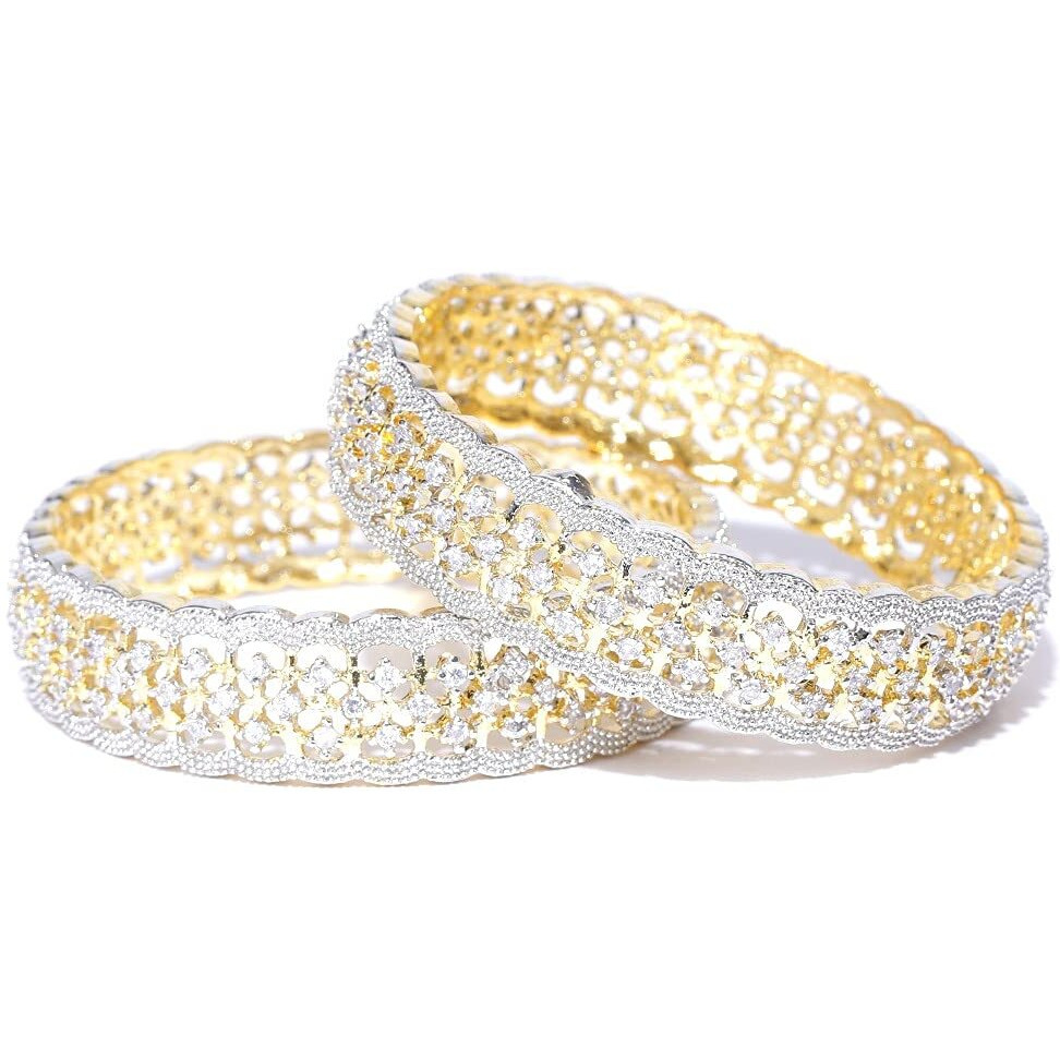YouBella Jewellery American Diamond Gold Plated Bangles for Women and Girls (2.4)