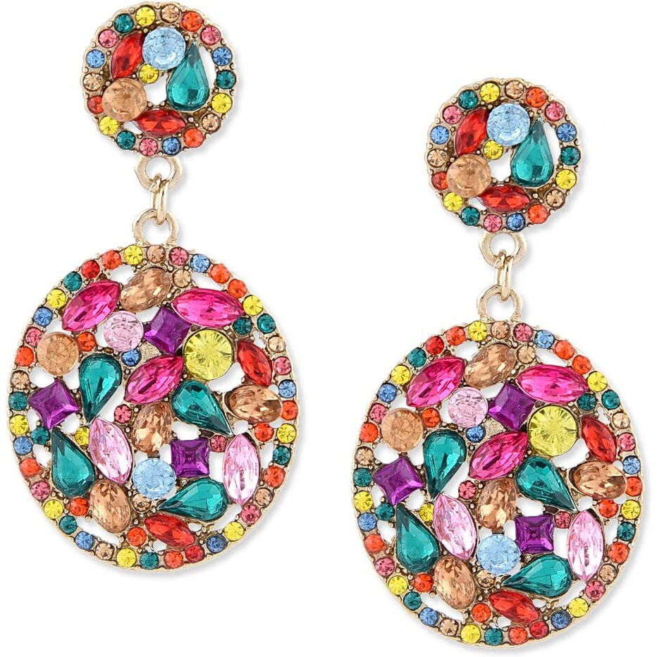 Zaveri Pearls Multicolor Crystal Shine Stones Studded Party Bling Dangle Earring For Women-ZPFK10189