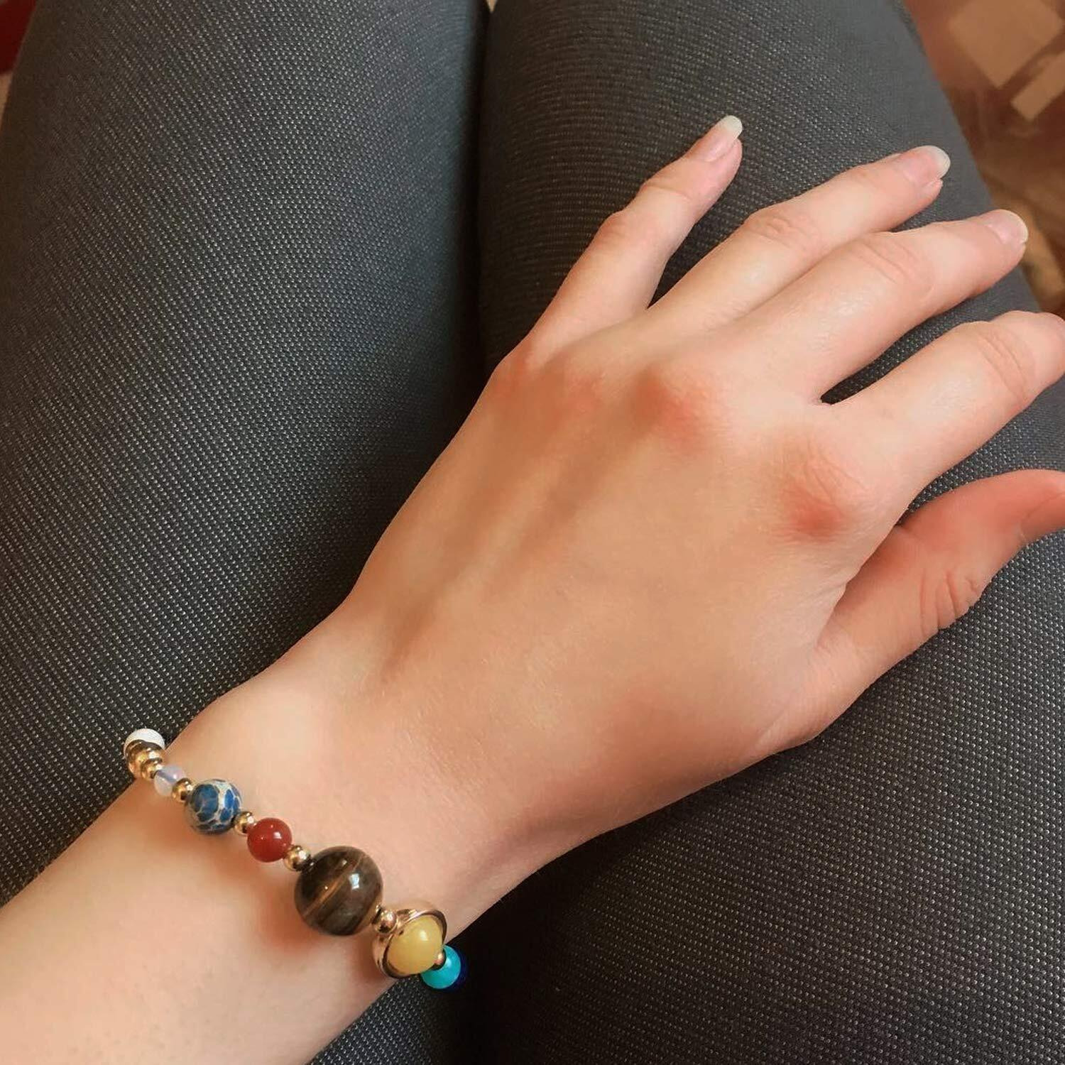 Young & Forever Gift Jewellery DVine Tiger Eye Lapis Lazuli Red Agate Lava Rock Diffuser Healing Beads Yoga Reiki Gold Star Natural Stone Energy Planet Strand Bracelet For Unisex Adult