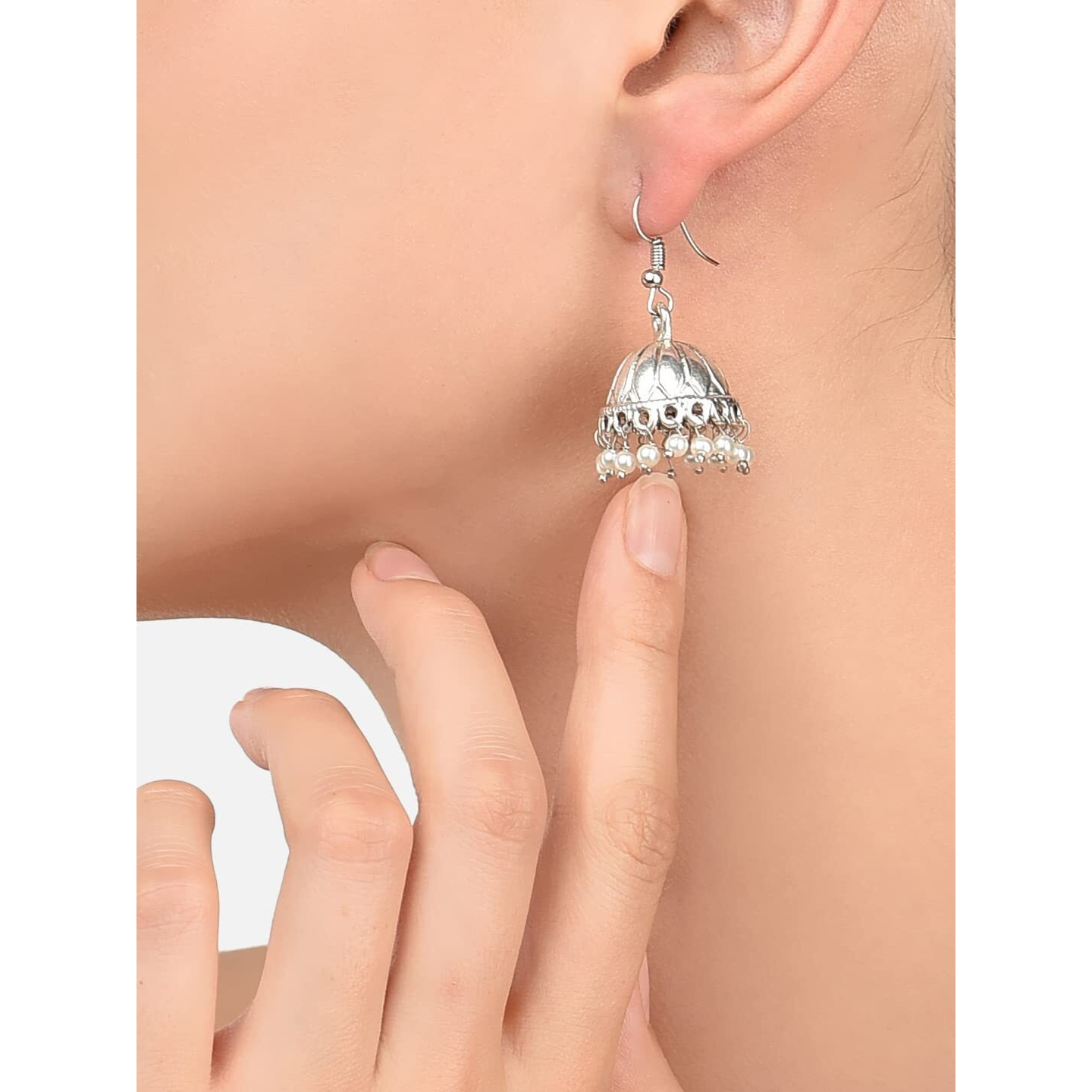 Zaveri Pearls Antique Silver Tone Jhumki Earring For Women-ZPFK8989