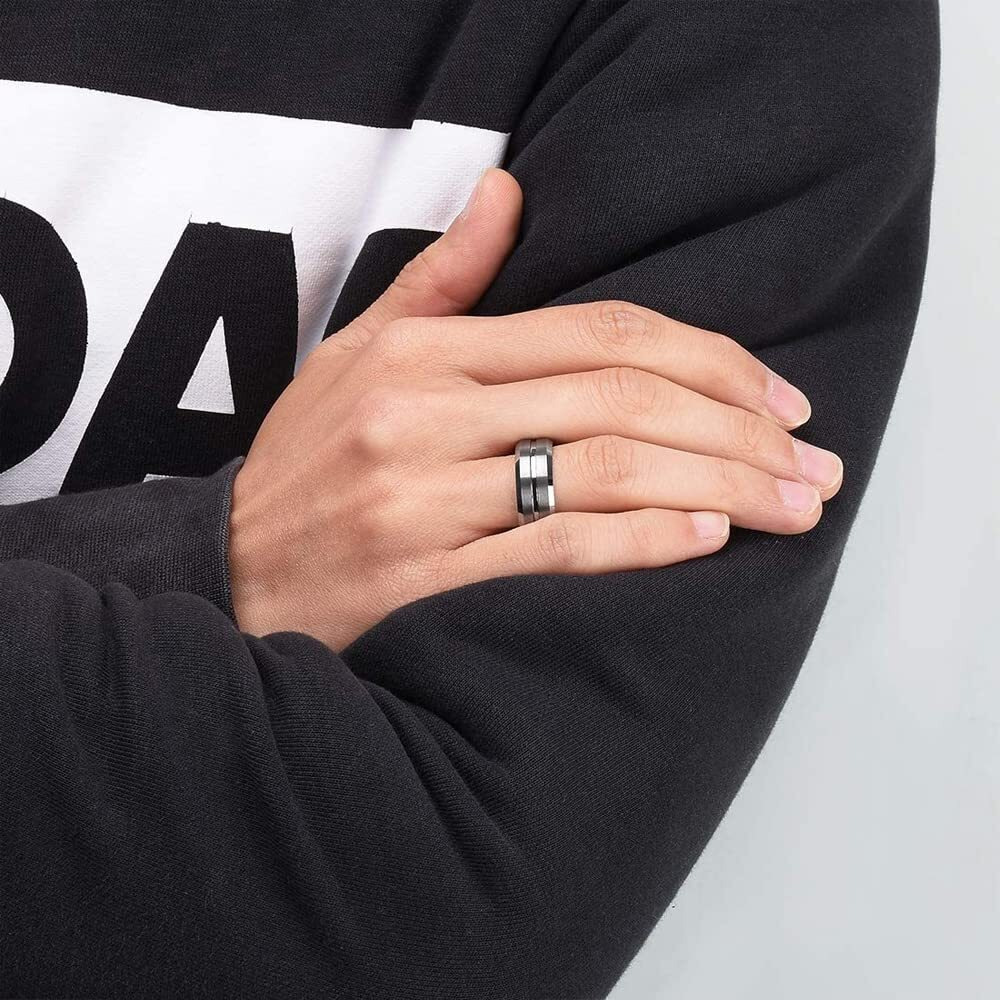 Yellow Chimes Rings for Men and Boys | Silver Rings for Men | Band Type Finger Rings for Mens | Stainless Steel Rings for Men | Accessories Jewellery | Birthday and Anniversary Gift(Size US 11)