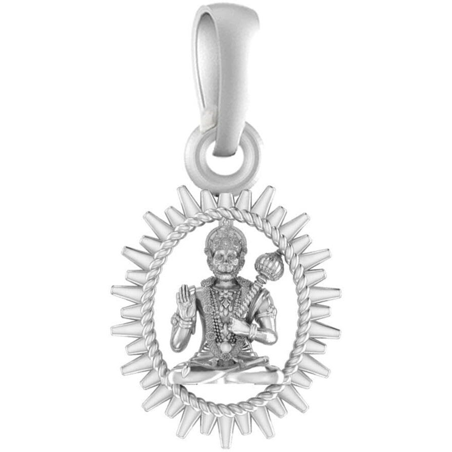 AKSHAT SAPPHIRE Sterling Silver (92.5% purity) God Hanuman Pendant for Men & Women Pure Silver Lord Bajrang Bali Locket for Good Health & Wealth