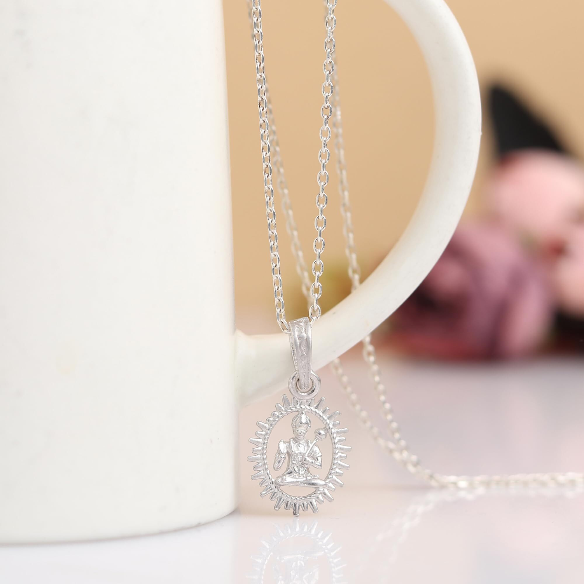 AKSHAT SAPPHIRE Sterling Silver (92.5% purity) God Hanuman Pendant for Men & Women Pure Silver Lord Bajrang Bali Locket for Good Health & Wealth