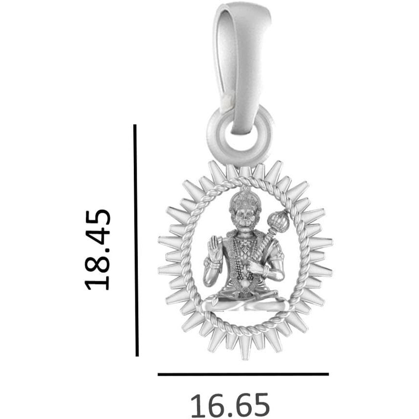 AKSHAT SAPPHIRE Sterling Silver (92.5% purity) God Hanuman Pendant for Men & Women Pure Silver Lord Bajrang Bali Locket for Good Health & Wealth
