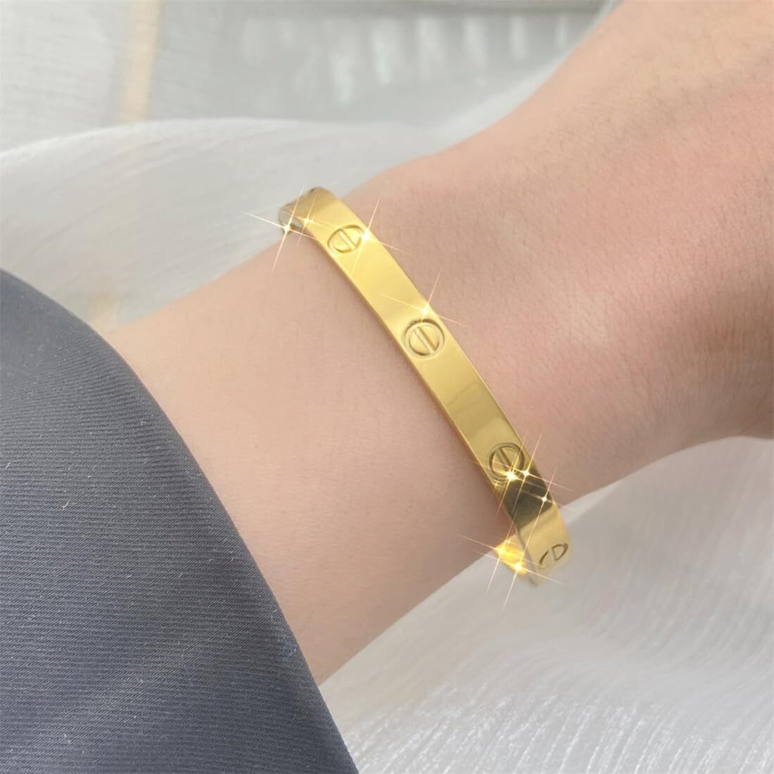 Shining Diva Fashion Latest Stylish Stainless Steel Crystal Gift Bracelet for Women and Girls (15750b)(Gold)