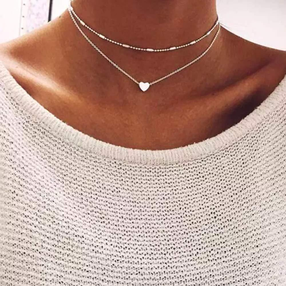 Shining Diva Fashion Stylish Multilayer Chain Pendant Necklace for Women and Girls (12397np), silver
