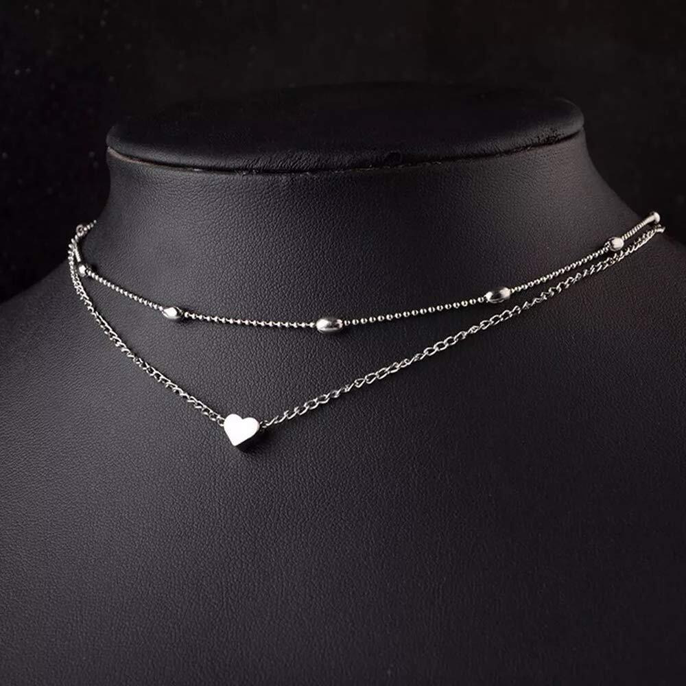 Shining Diva Fashion Stylish Multilayer Chain Pendant Necklace for Women and Girls (12397np), silver
