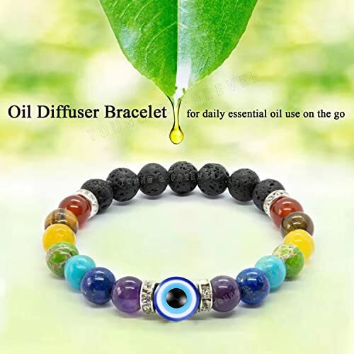 Young & Forever Gift Mens 7 Chakra Evil Eye Bracelet