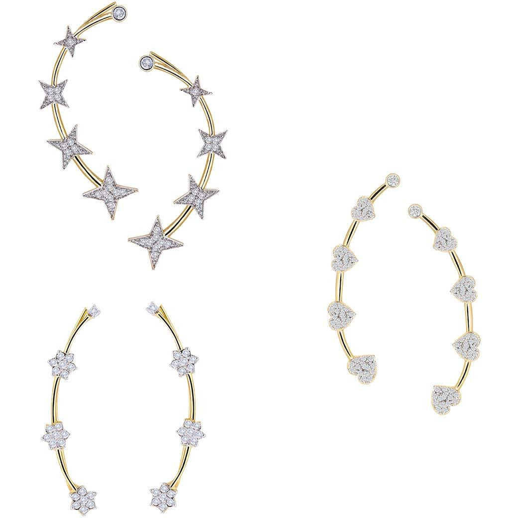 ZENEME White Contemporary Designed Geometrical Ear Cuff Earrings Jewellery For Women & Girl (Style_03)