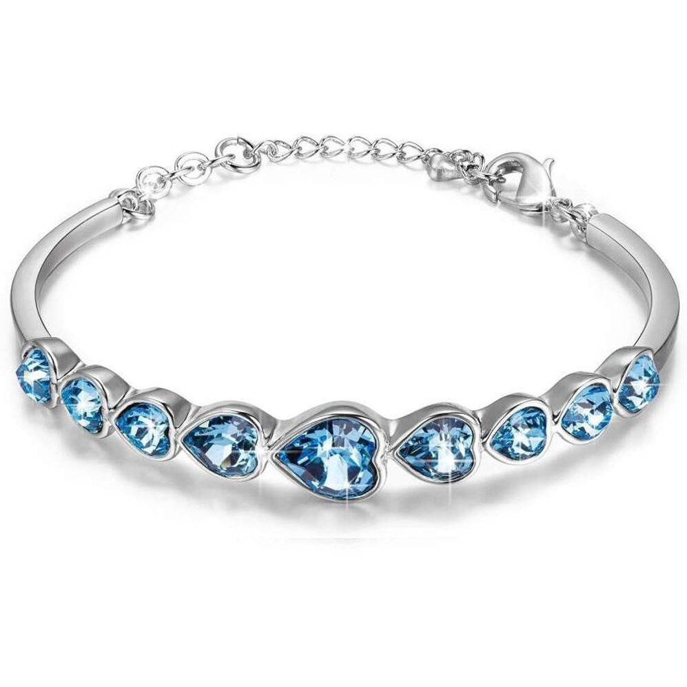 Shining Diva Fashion Stylish AAA Crystal Platinum Silver Plated Platinum Plated Blue Charm Bracelet for Women (rrsd8337b)