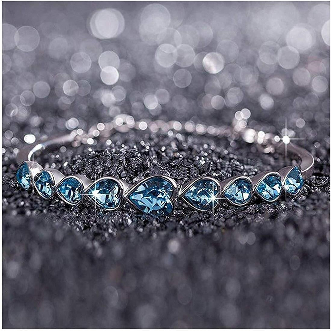 Shining Diva Fashion Stylish AAA Crystal Platinum Silver Plated Platinum Plated Blue Charm Bracelet for Women (rrsd8337b)