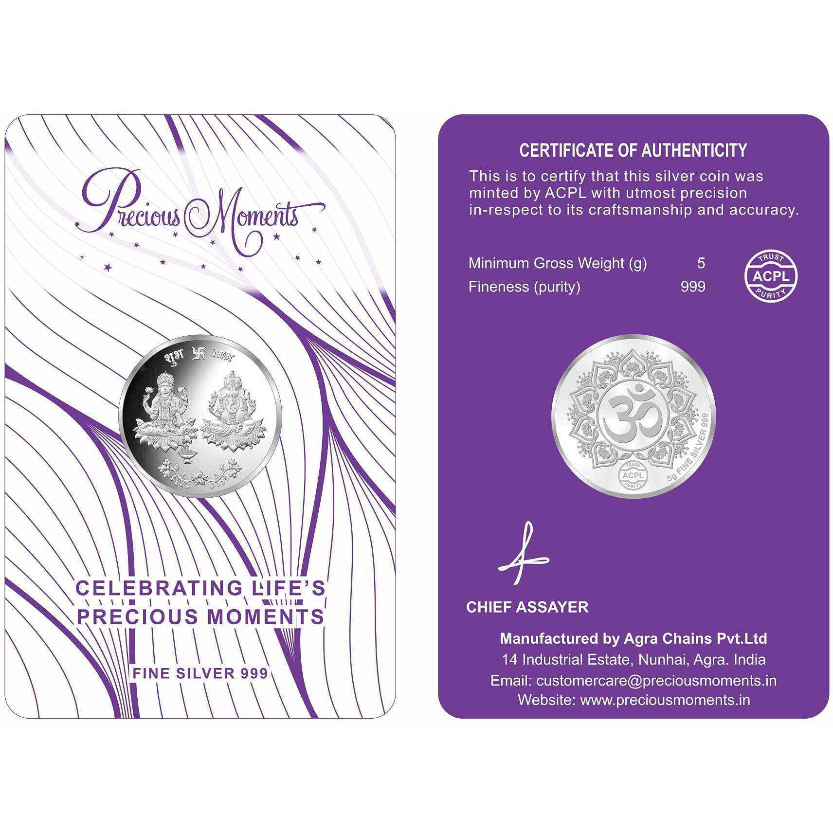 ACPL Precious Moments BIS Hallmarked Silver Coin 5 Gram 999 Pure