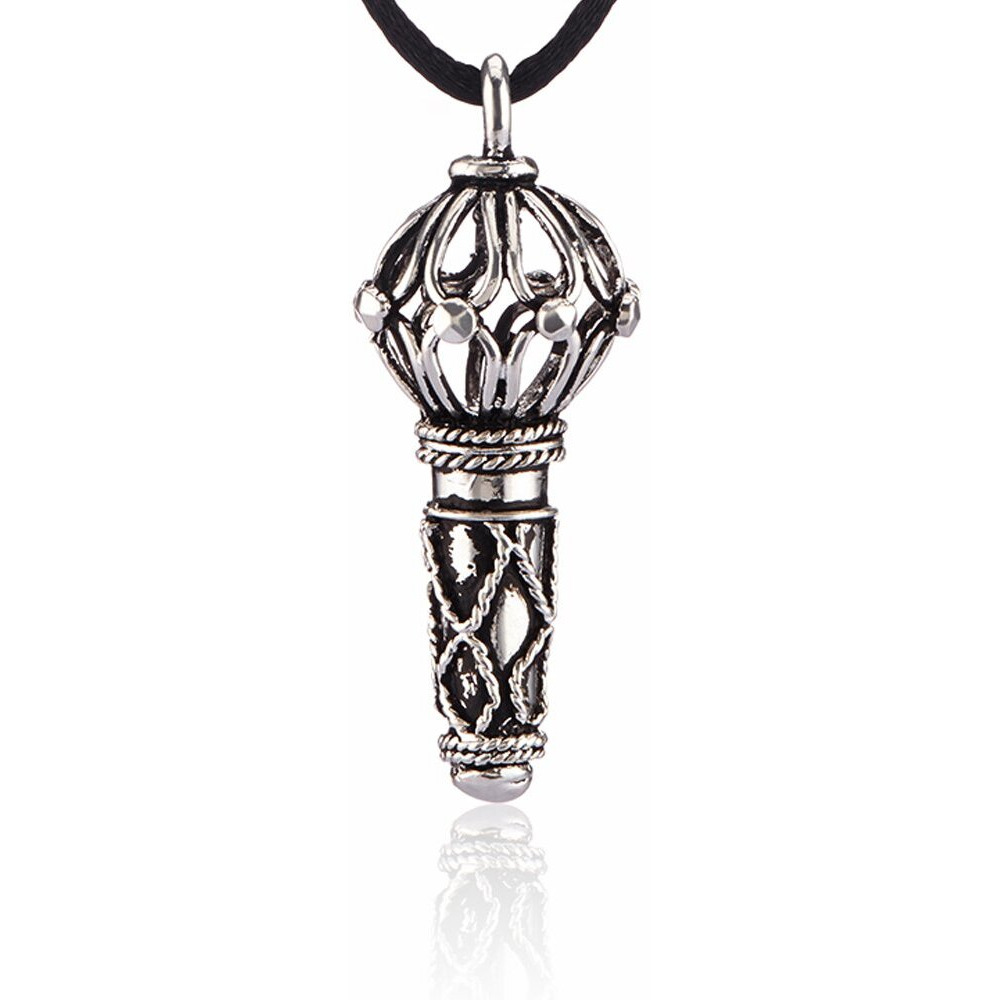 Mahi Rhodium Plated Lord Hanuman Gada Pendant for Mens and Boys PS1101522R