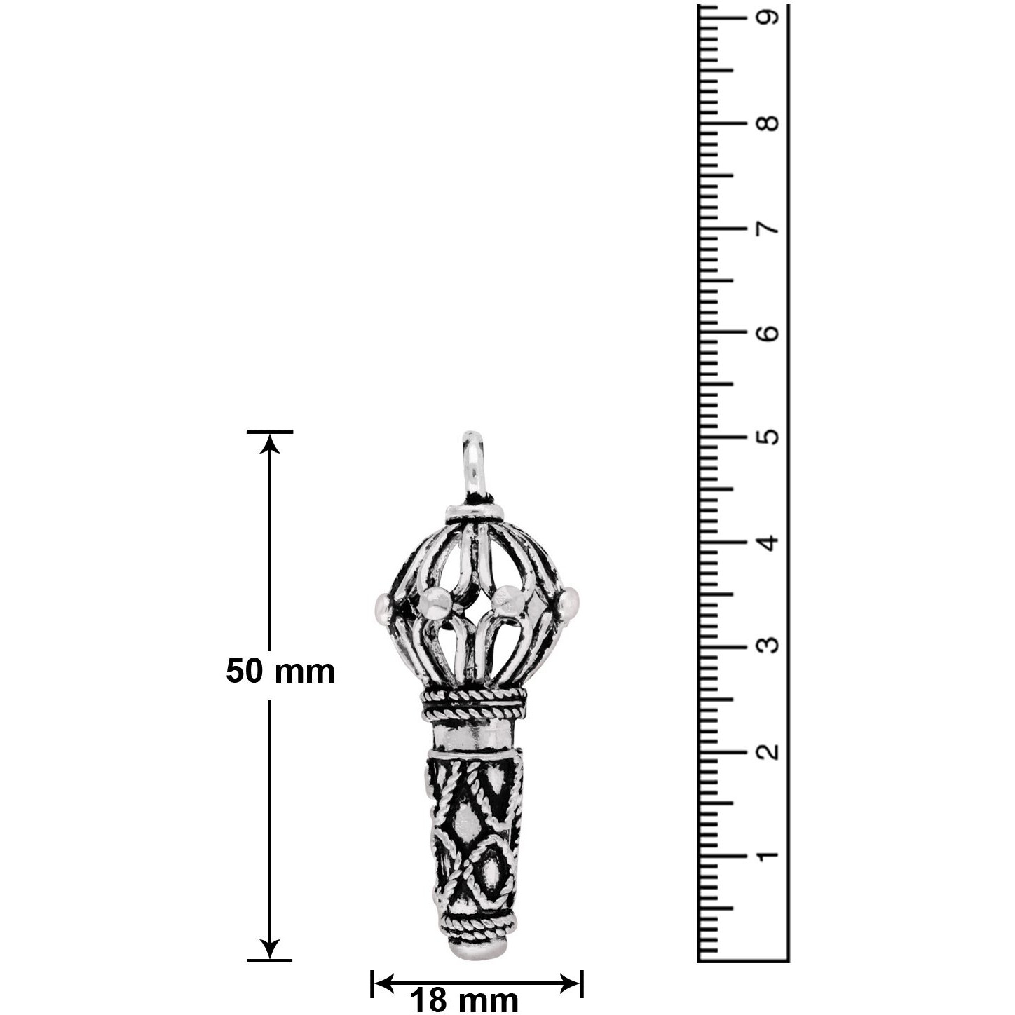 Mahi Rhodium Plated Lord Hanuman Gada Pendant for Mens and Boys PS1101522R