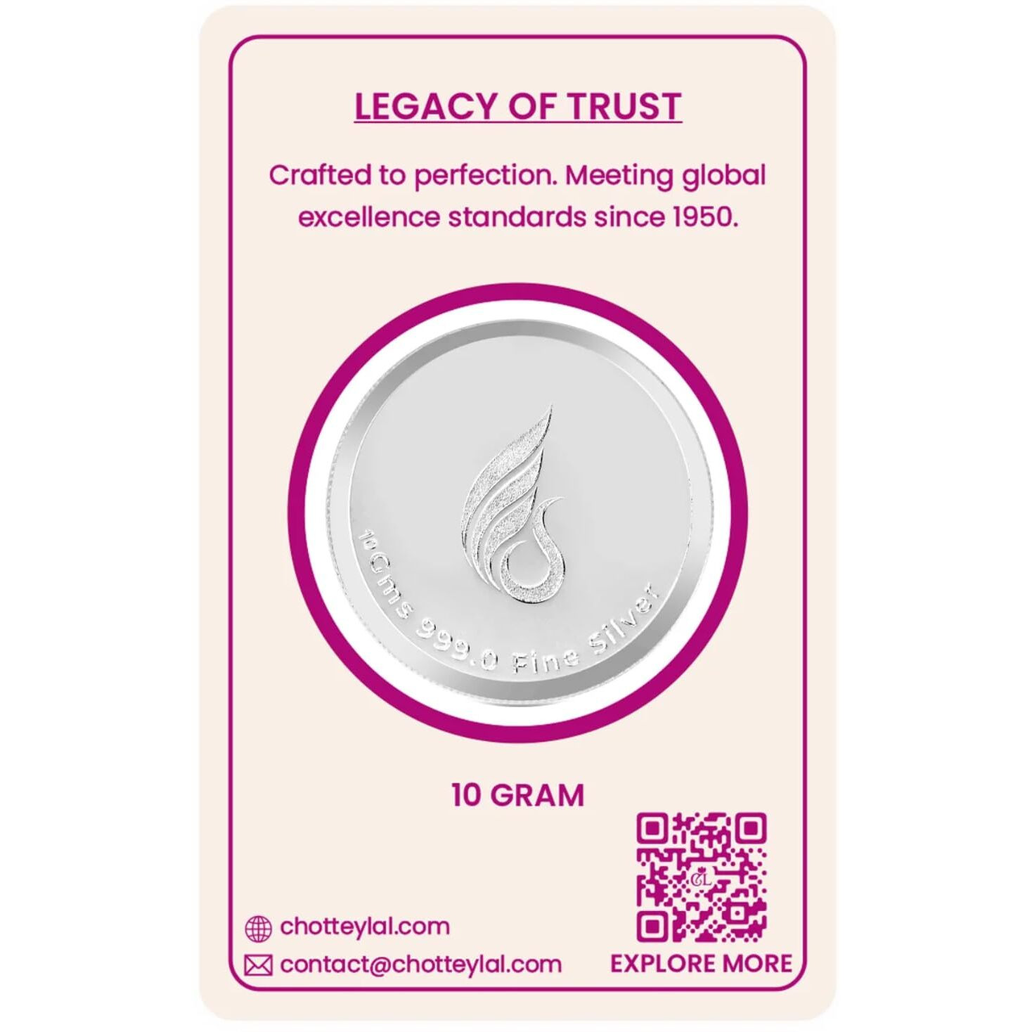CHOTTEY LAL AND SONS 999 Purity Banyan Tree Round Silver Coin with Unique Blister Card Packaging for Coporate Gifting, Ceremony, Wedding and Festivals (Silver, 10 Gram)