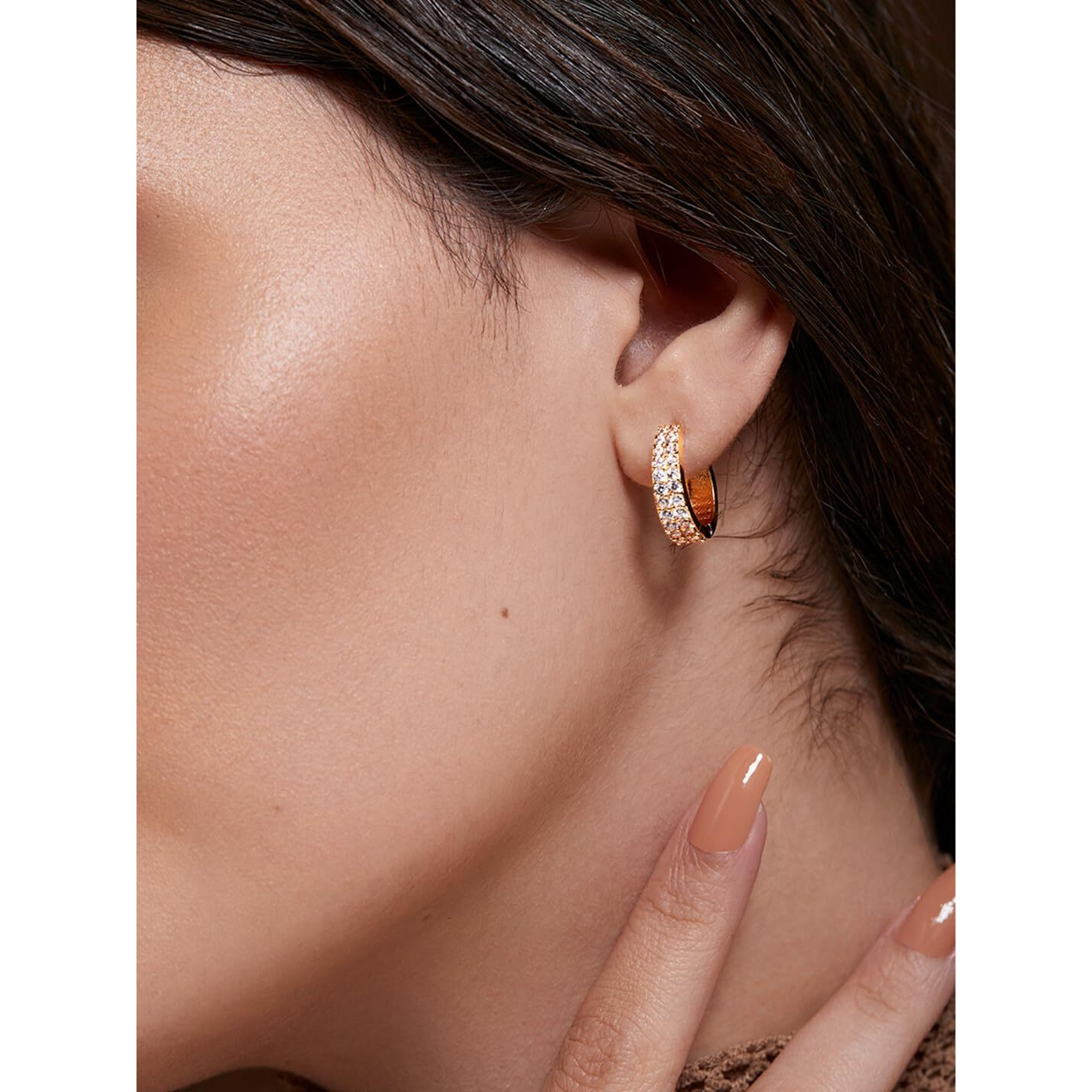 MINUTIAE Solitaire Diamond Hoop Earrings for Women and Girls with Crystal for Stylish,Western and Fashion (Gold)