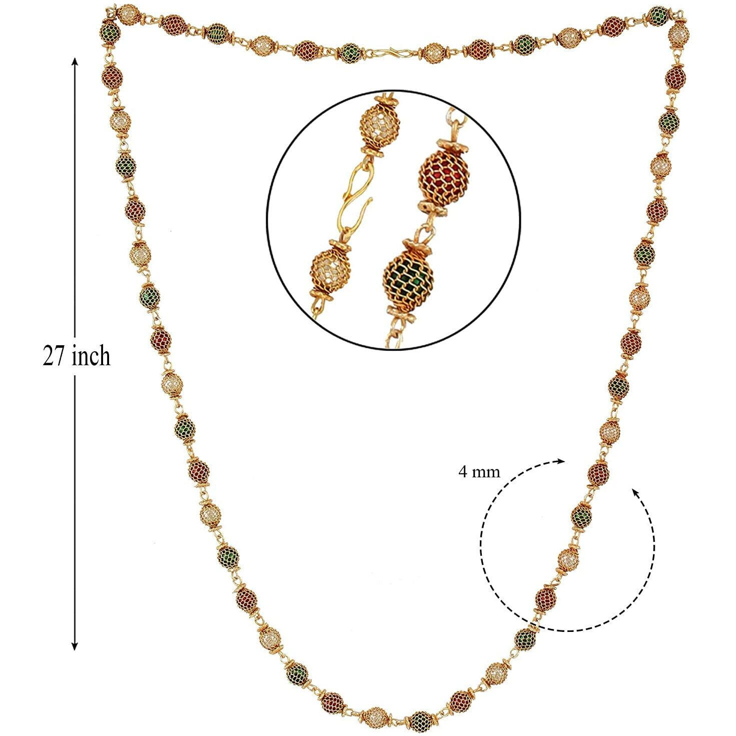 VAMA Fashions One Gram Gold Plated South Indian jewellery Multicolour Ball beads Mala chain necklace for women