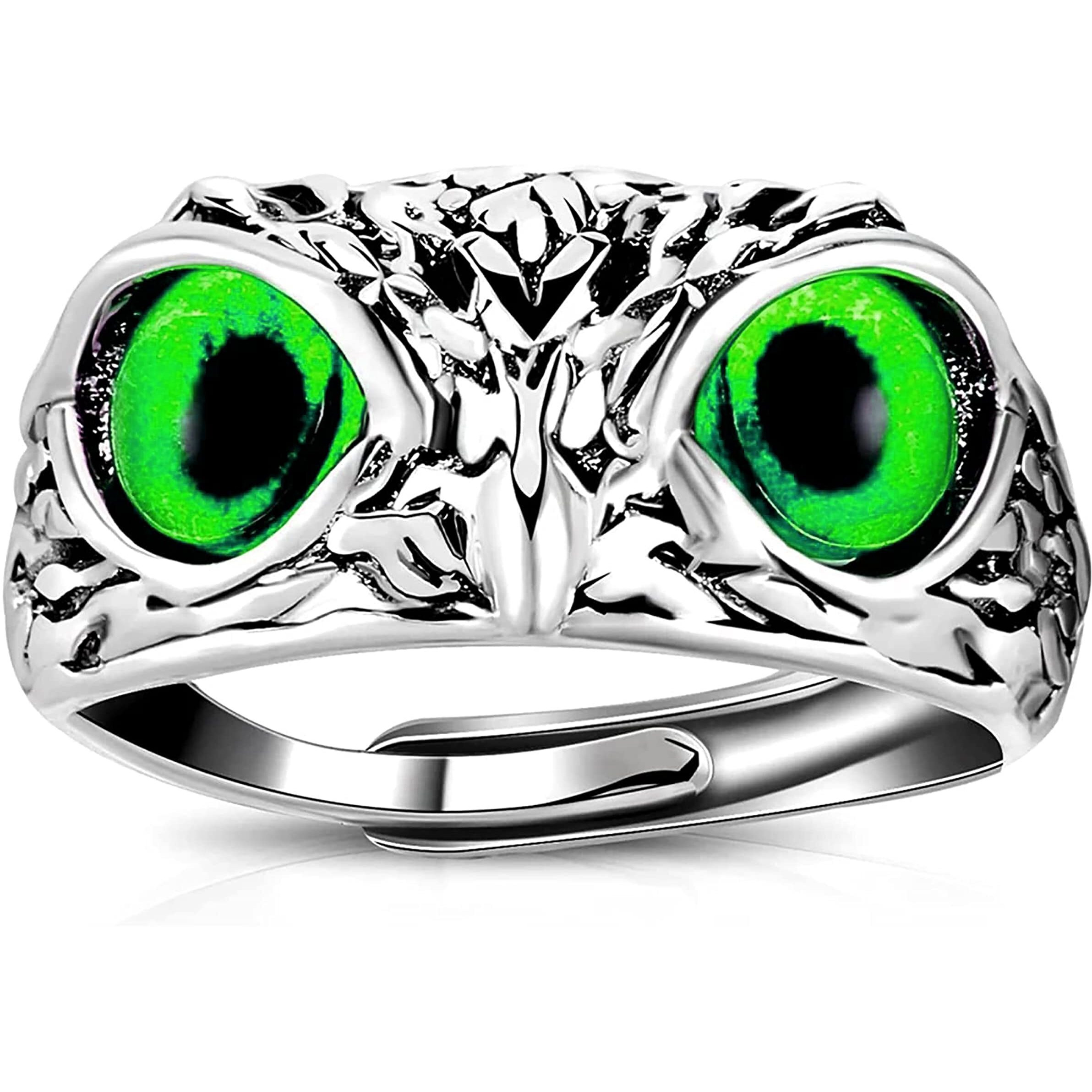 Fashion Frill Mens Jewellery Silver Ring For Boys Stainless Steel Adjustable Finger Rings for Men and Boys Accessories Jewellery for Men | Birthday Gift for Men and Boys (Green)