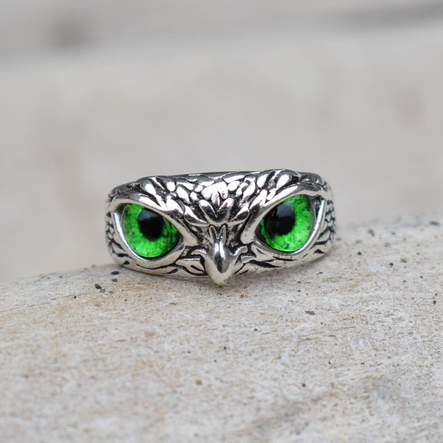 Fashion Frill Mens Jewellery Silver Ring For Boys Stainless Steel Adjustable Finger Rings for Men and Boys Accessories Jewellery for Men | Birthday Gift for Men and Boys (Green)