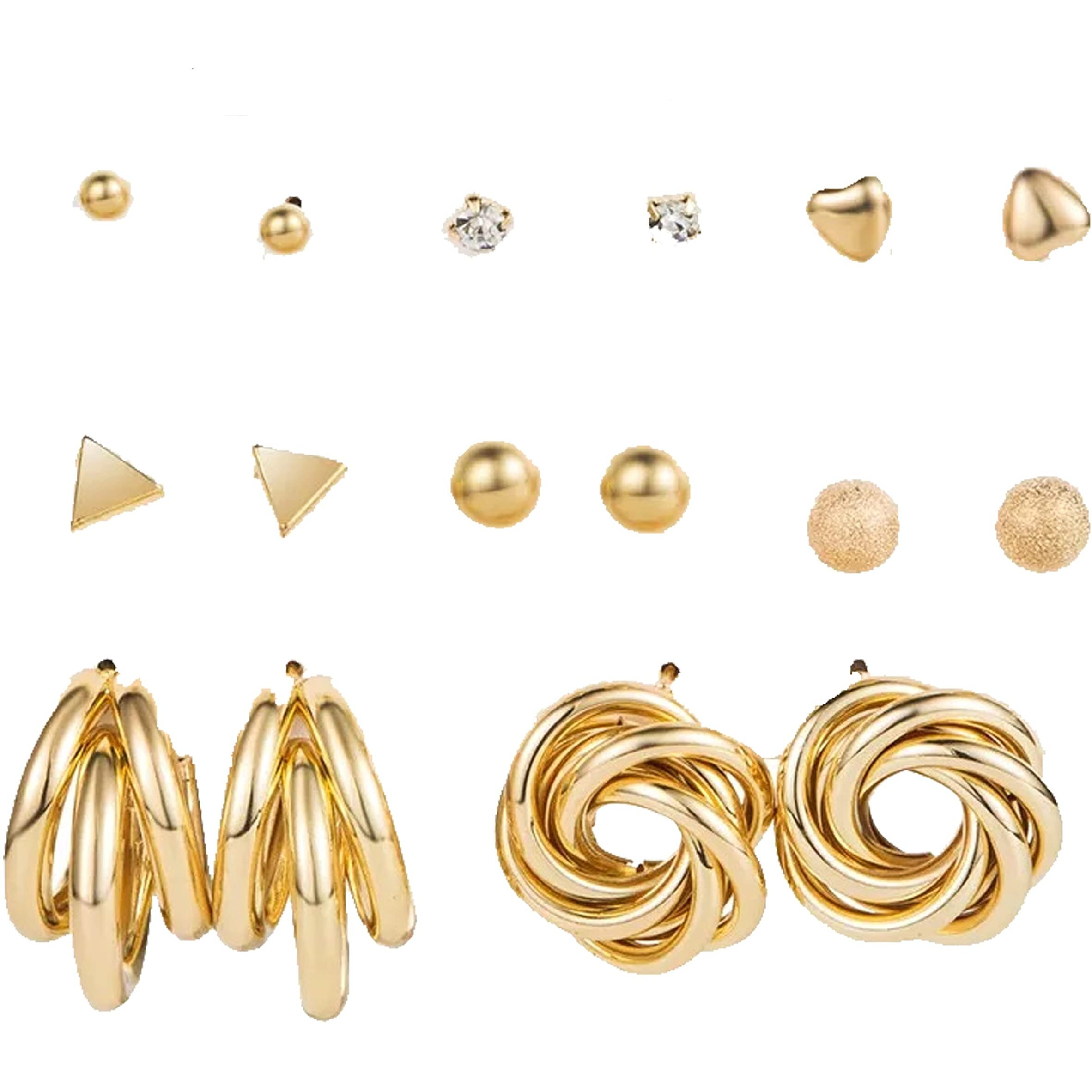 Fashion Frill Women Earrings Delicate Ad Geometric Gold Plated Stud & Drop Earrings For Women Girls Western Stylish Latest Fancy Gift For Sister Earrings Set Combo