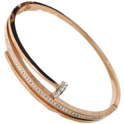 Glamlife Anti Tarnish Studded Cuff Nail Design Bracelet For Women and Girls, Stylish Bracelet Gift for Girls and Women (Rose Gold, 26)