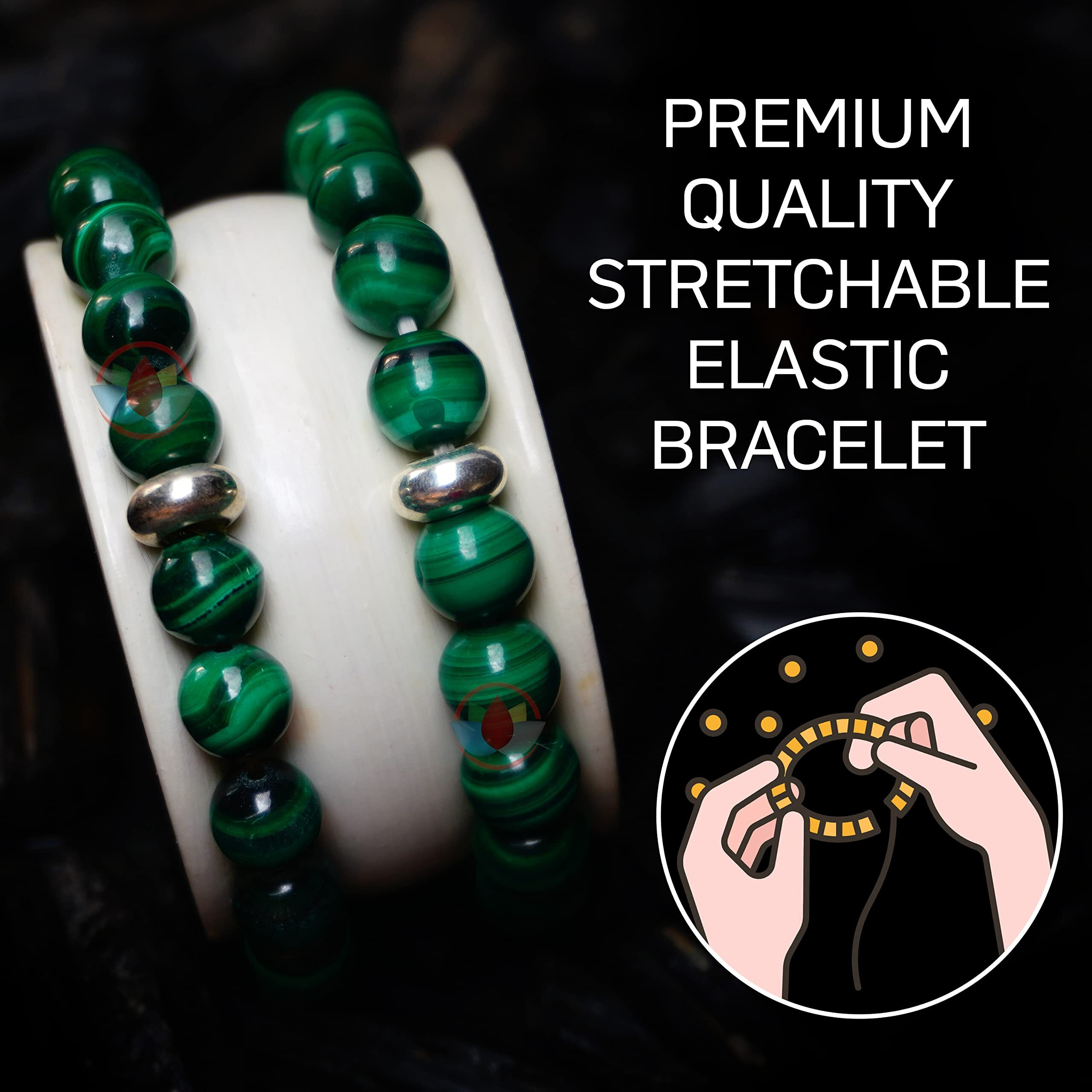 REMEDYWALA Charged Energized Certified Malachite Bracelet For Reiki, Balance Chakra, Positive Energy, Healing | Malachite Stone Bracelet for Men and Women