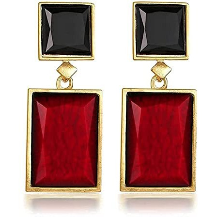 YouBella Jewellery Earrings for women Crystal Handmade Earrings for Girls and Women (Red & Black)